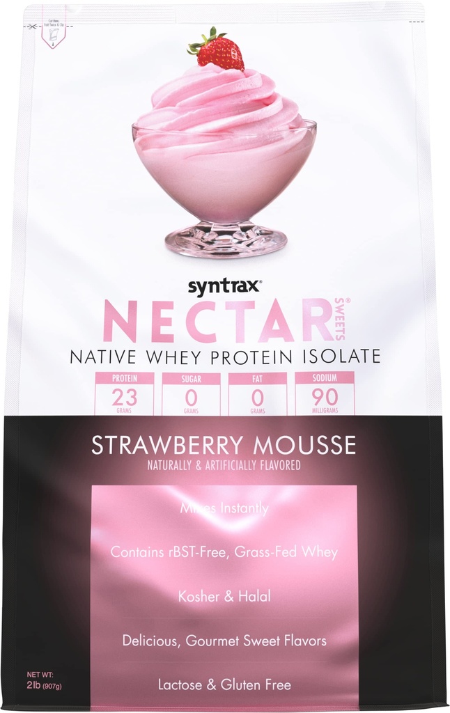 Sweeties, 100% sirotkin izolat beljakovin v prahu, Jagodna mousse, 2 lbs