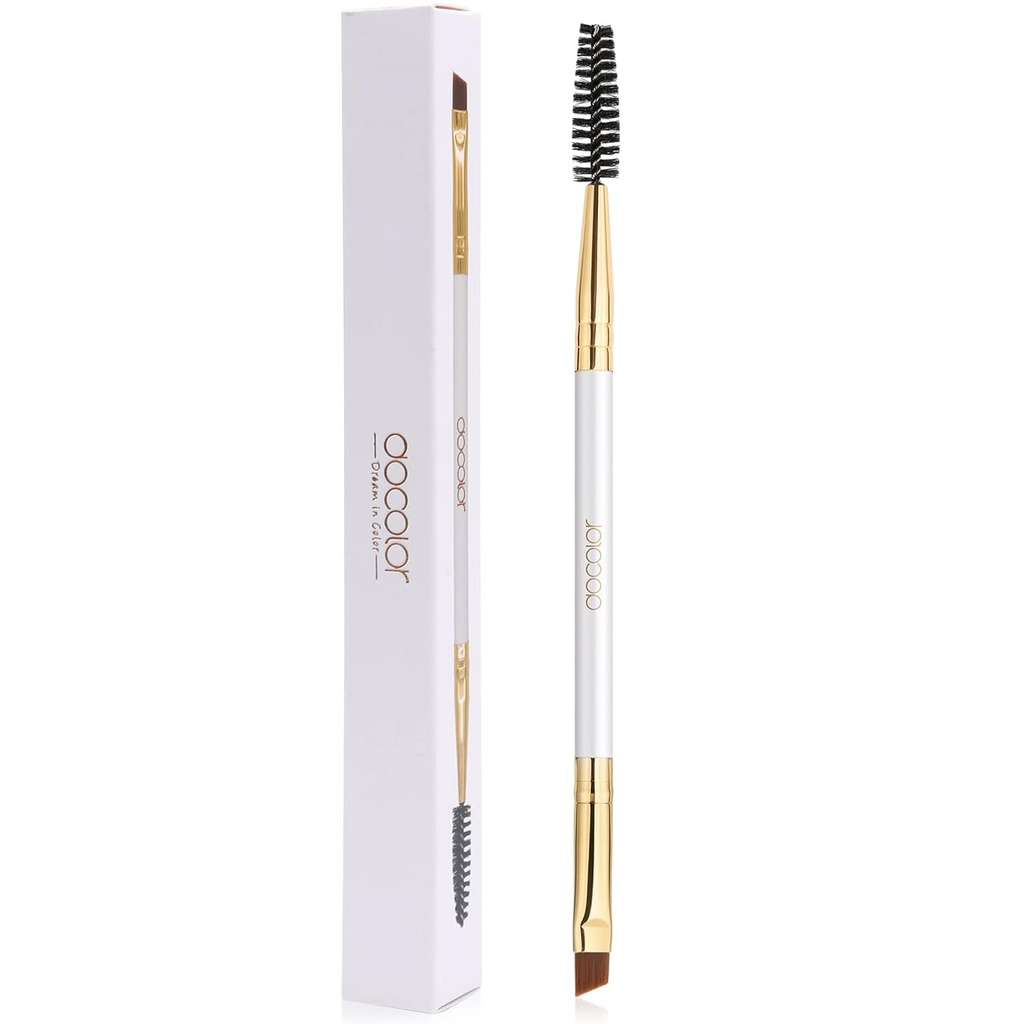 Docolor krpa za oči duo cev za oči Spoolie Professional Angled oči Brow Brush kot nalašč za linanje in oblikovanje brvi, Spoolie za brvi ali Lashes bela