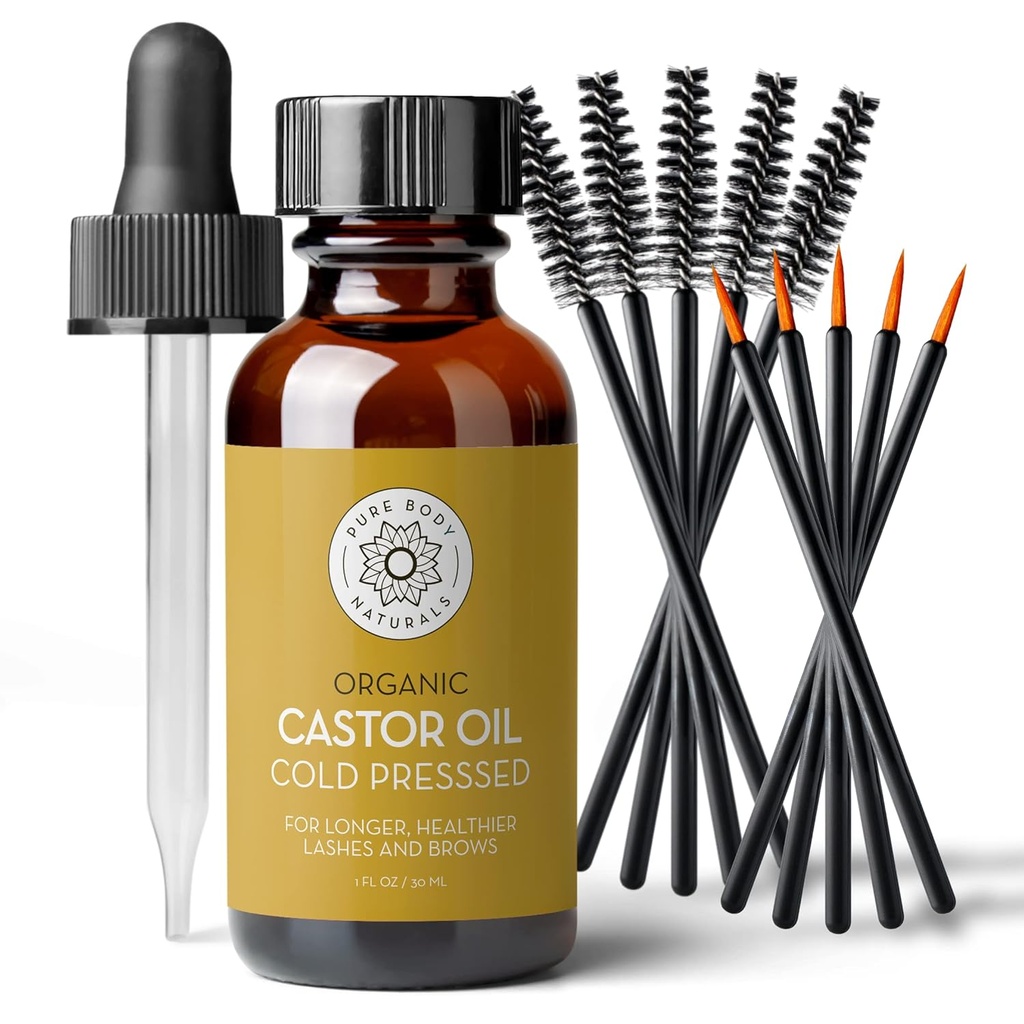 Čisti naravni telo Castor olje za trepalnice in obrvi - 1 Fl Oz Hranilna brow & Lash rastni serum - organski, heksan brez, hladno stisnjeni, nerafinirani - trepalnice in rast oči za ženske