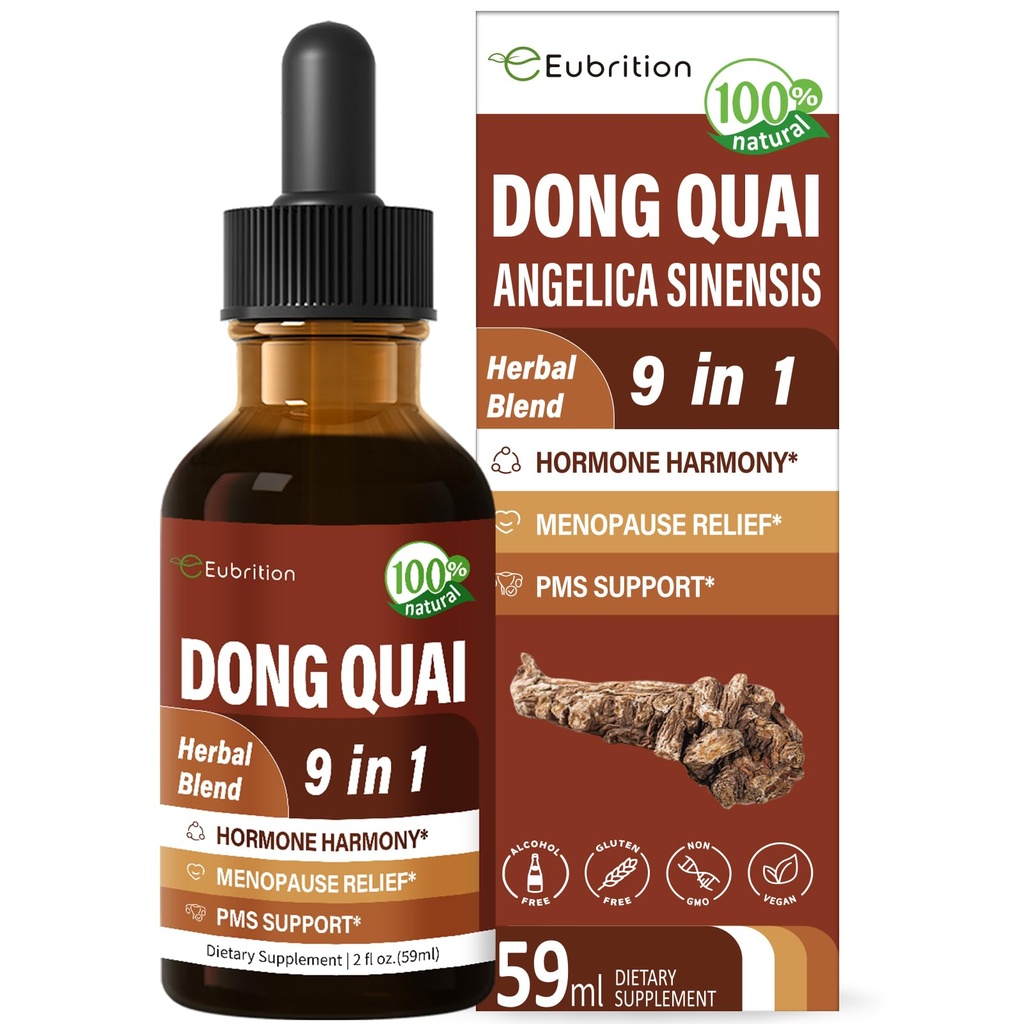 Dong Quai Liquid dodatek za ženske, Angelica Sinensis Root Extract Tinkture Support Menopause & PMS Relief, vroče Flashes, Zeliščna mešanica kapljice z rdečo Clover Fenugreek. 2oz