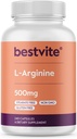 BESTVITE L-arginin 500 mg (240 kapsul) - brez magnezijevega stearata - brez silicijevega dioksida - brez polnil - brez GSO - brez glutena