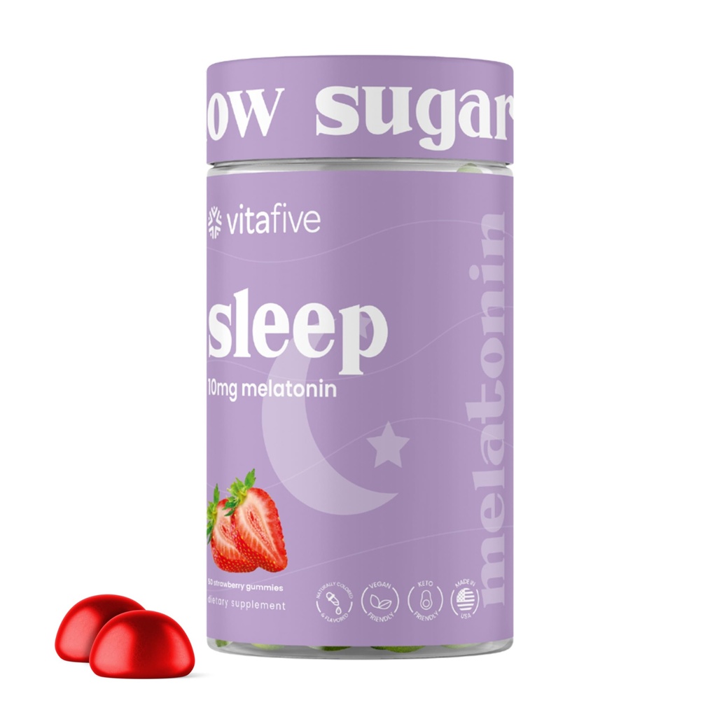 Vitapeten Dodatna moč Melatonin Gumies, 10 mg Melatonin, Pomoč za spanje za odrasle, nizek sladkor, Vegan, Gluten Free Melatonin Dodatek (50 Ct)