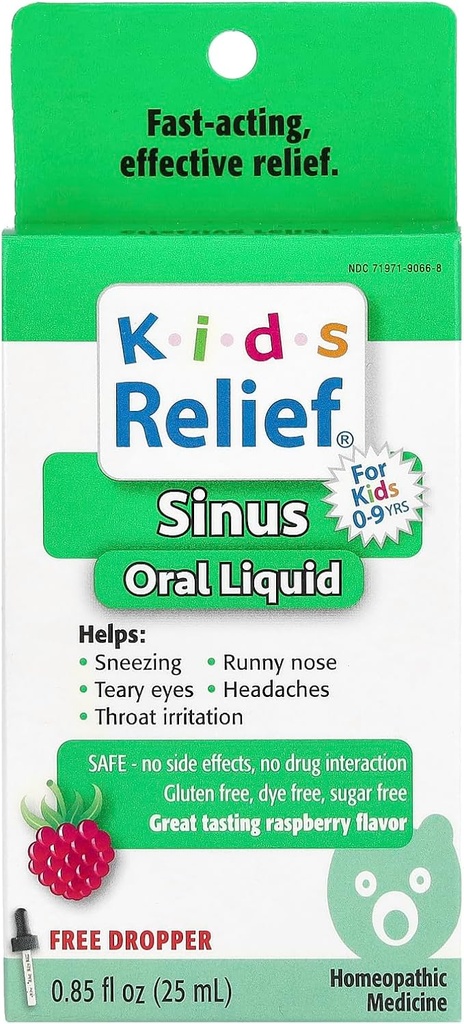 Otroci Relief za Sinus-Oral Liquid za starosti 0-9 let malina, 0,85 Fl Oz