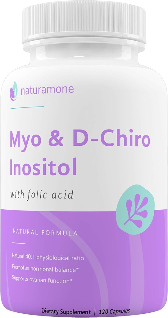 Myo- Inositol & D- Chiro Inositol Mešanica s 100% dnevnega folata - 40:1 Fiziološko razmerje - sindrom policističnih jajčnikov (PCOS), hormonsko ravnovesje in podpora jajčniku 120 kapsul