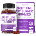 Nočni čas Fat Burner Gumies (60 Count) Hujšanje & Presnova - Sugar-free - Okusna malina Okusno Melatonin dodatek Gumies - Vegan Safe - Tretja stranka Tested - Made in ZDA