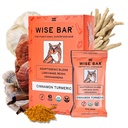 WISE BAR Adaptogen gob Prehranske čokoladice z Reishi, Lions Mane & Ashwagandha, Organic Vegan & Gluten Prosti prigrizki za naravno fokus, Energy & Immunity Support, Cinamon Turmeric Flavor, 12 Count