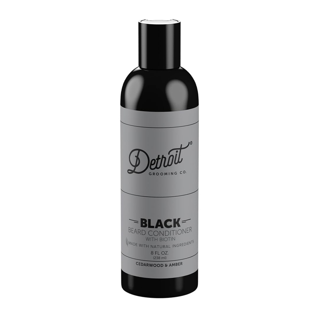 Detroit Grooming Co. Beard conditioner z Apple Extract & Aloe Vera – Mehčanje, Detangling, in Hydrating Beard condition – Black Edition (Cedarwood & Amber) - 8oz