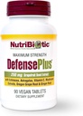 NutriBiotic – DefensePlus, 90 Tablete - 11 v 1 Imunska podpora z vitaminom C, cink, izvleček grenivke, Echinacea, Astragalus Root & Imune Boost Extracts & Gobe - Vegan & Gluten Free