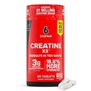 Šest tablet za kreatin, X3 (60 kapsul) - Kreatin za ženske in moške - Kreatin Kapsule Podpora mišična moč - Pre & Post Workout Kreatin dodatek za obnovo mišic in gradnjo - 20 strežnice