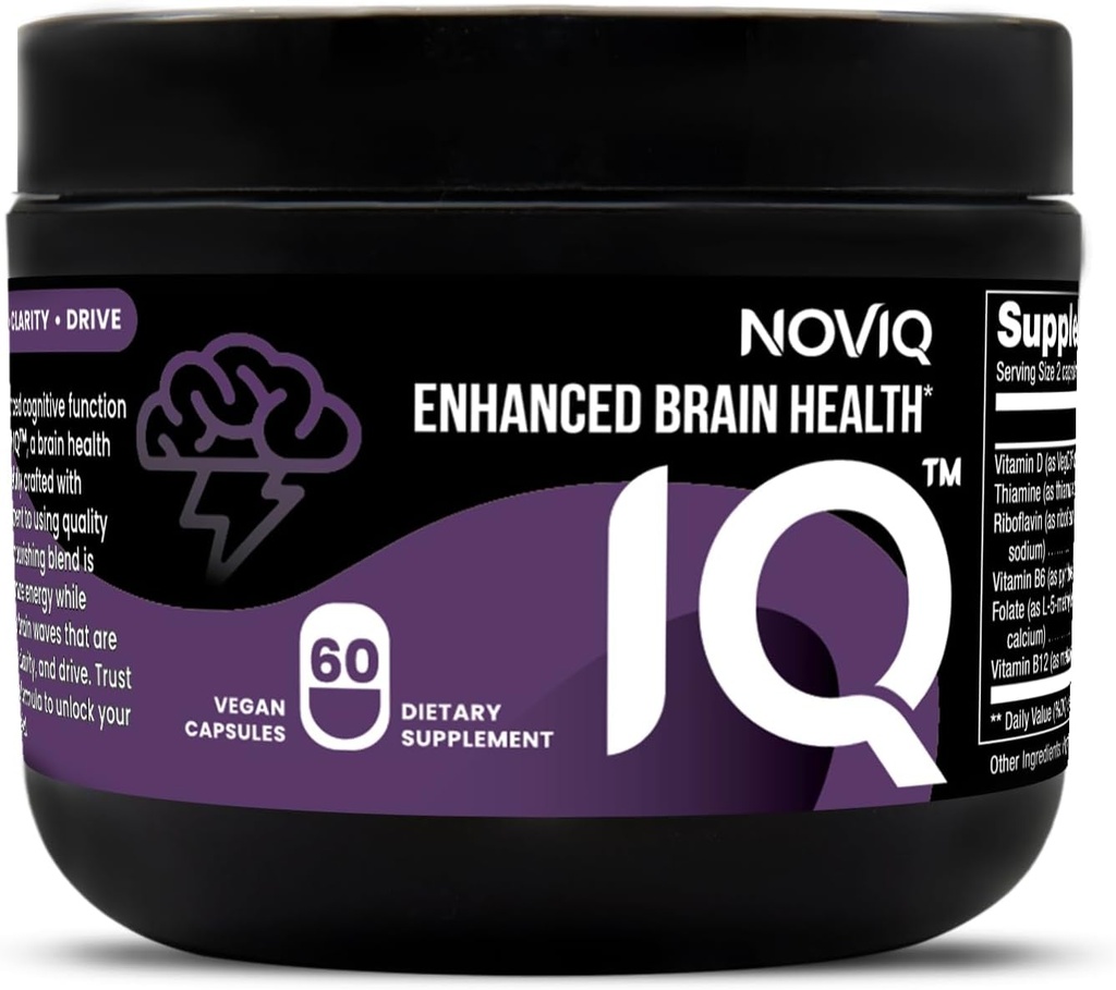 IQ - 11-in-1 Nootropic Brain Supplement: podpira spomin in kognicijo - Bioaktivni B- Complex w/ 5-MTHF, L-teanin, L-tirozin, Bacopa, Ginkgo, Huperzin - Vegan, Non-GMO, Caffeine Free - 60 Count