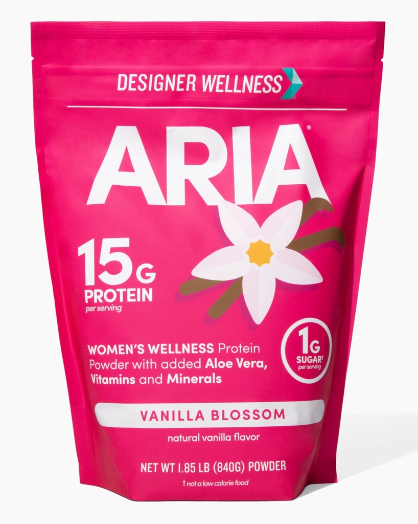 Oblikovalec Wellness, Aria, Ženske Wellness Low Calorie Vanilla Protein Powder z Biotin, Vitamin C in organsko Aloe, Vanilla Blossom, 1,85 funt