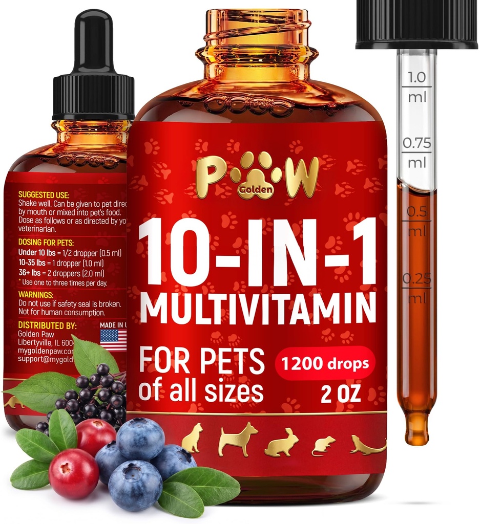 Cat Multivitamin – Vitamini B, C in D3 v tekoči obliki – 10 v 1 Dog Vitamini in dodatki za pomoč pri alergijah in UTI – Cat Vitamini za nego kože in plašča – Glukozamin za HIPS & Joints – 2 Oz