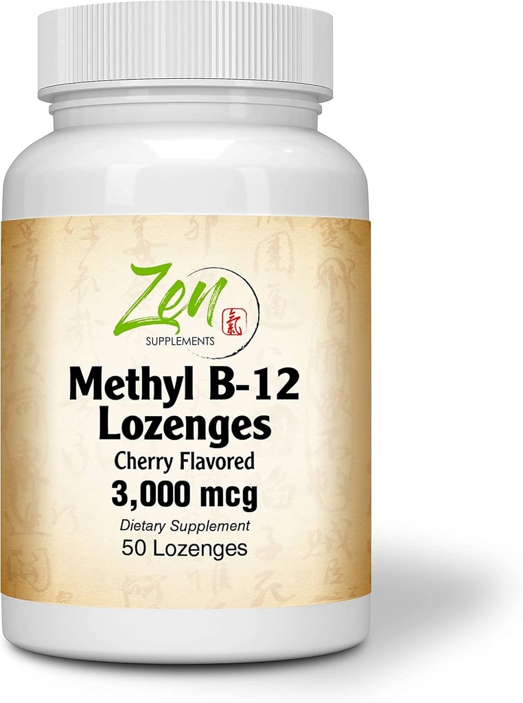 Metil Vitamin B-12 dodatek - z vitamini B6, Folat, Biotin - Podpora Kardiovaskularno zdravje, Zdrav imunski sistem, Možgani & Živec Funkcija - 50 Lozenges