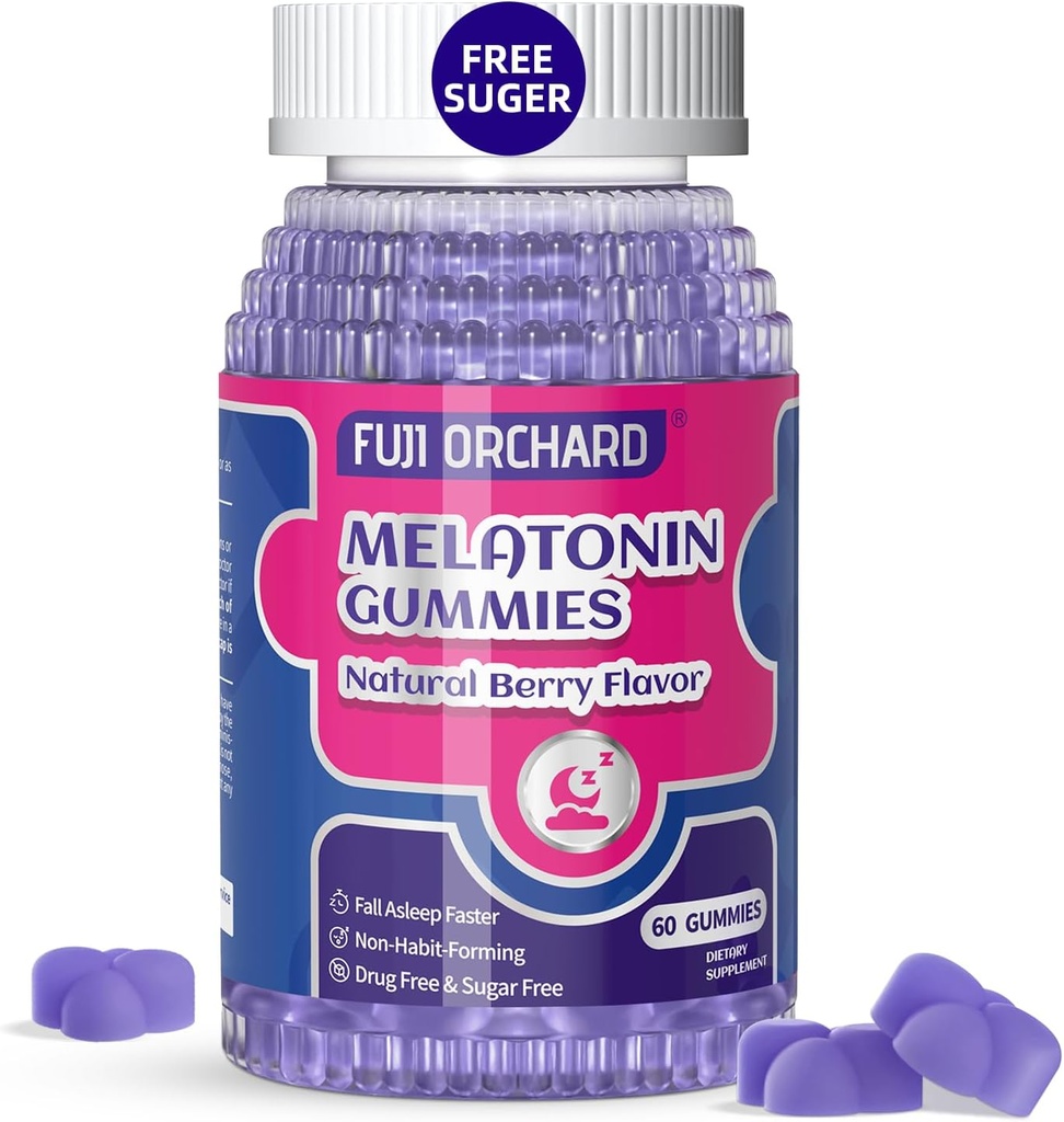 Melatonin Gumies 10mg - Naravna pomoč za spanje - Sugar Free melatonin Gumies Ujemanje z magnezijem vam pomaga, da zaspite hitreje in ostanete dlje - 60 Gummies Vegan