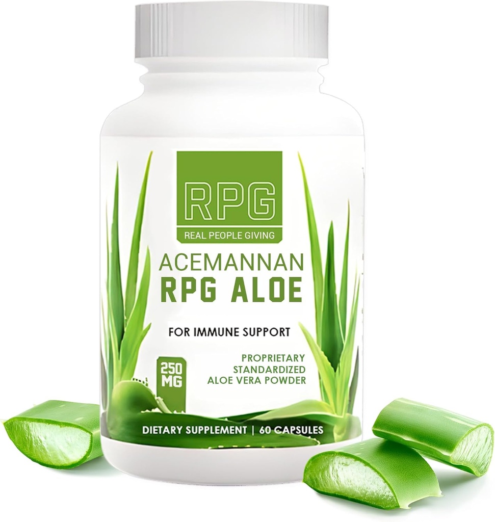 Kapsule RPG Acemannan Aloe Vera - prehranska dopolnila Aloevera z imuno in Gut podporo Aloe Vera v prahu - 60 tablet (250 MG)