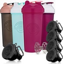 GOMOYO Fitness Bundle - 4-Pack Shaker steklenice z Agitator + 5-Pack Protein Funnels z karabinerjem, BPA-free & Dishwaster Safe