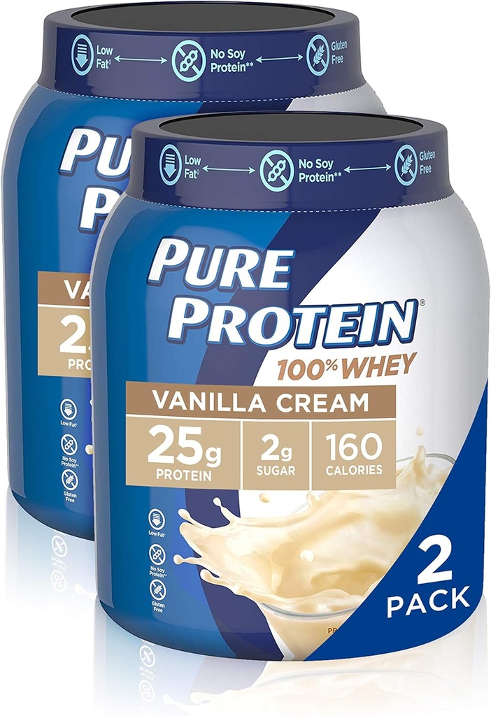 Whey Protein Powder by Pure Protein, Gluten Free, Vanilla Cream, 1,75 kg, 2 pakiranji