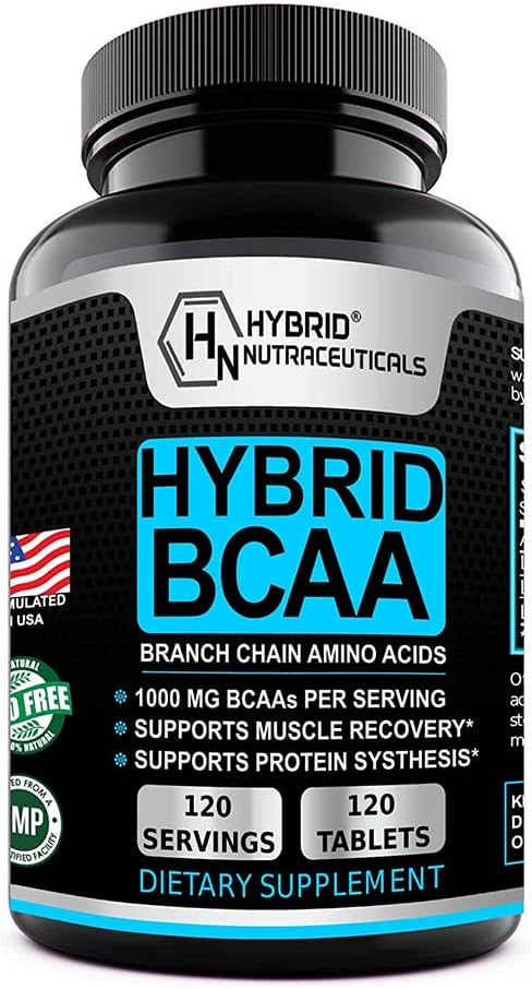 Hybrid BCAA 1000mg – BCAA Aminokisline Dodatki - 2:1:1 L-levcin, L-izolevcin in L-valin – Non-GMO, Vegan - 120 Serving