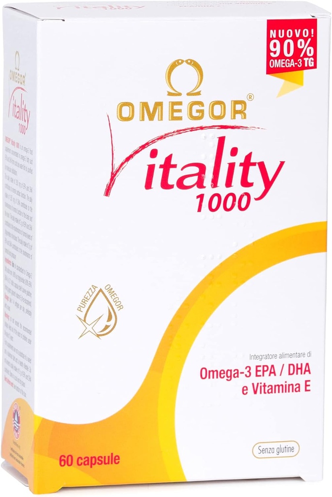 OMEGOR Omega 3 ribje olje dodatek IFOS Certified Vitality 1000 z 800mg EPA in DHA na kapsulo - brez ribjega pookusa, Non-GMO (60 Softgels)