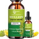 Dodatna moč 2.000mg Mullein kapljice za pljuča, Mullein Leaf Extract dodatek, Alkohol brez, visoka absorpcija, Močne in naravne Vegan Mullein tekoče kapljice za čiščenje pljuč, Imunska podpora
