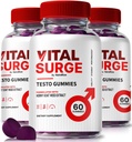 (3 paket) Vital Surge Testo Gummies – Premium VitalSurge Gummies za moške s čistimi sestavinami za pogon goriva, Zaupanje in dnevno zmogljivost, Easy-to-Chew Okusno Vital Surge ME Gomitas (180 Gummies)