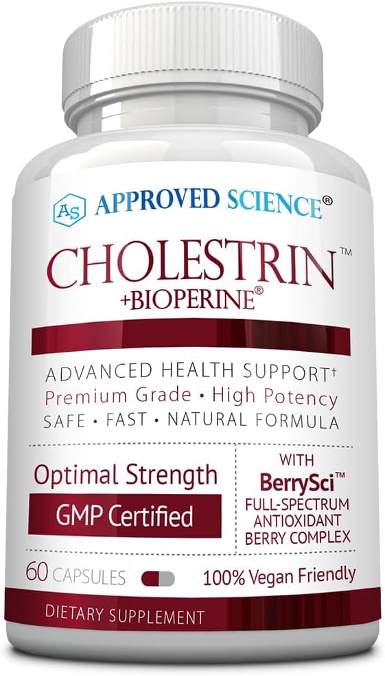 Odobreni Science Cholestrin - Podpora ravni lipidov - Antioksidanti, Lecitin, Berberine HCL, Berries, BioPerin - 60 kapsul - Izdelano v ZDA