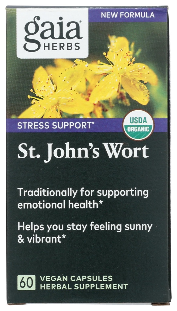 Gaia Herbs St. John's Wort, veganske tekoče kapsule, 60 Count - Stress podpora za spodbujanje pozitivnega in sončnega razpoloženja