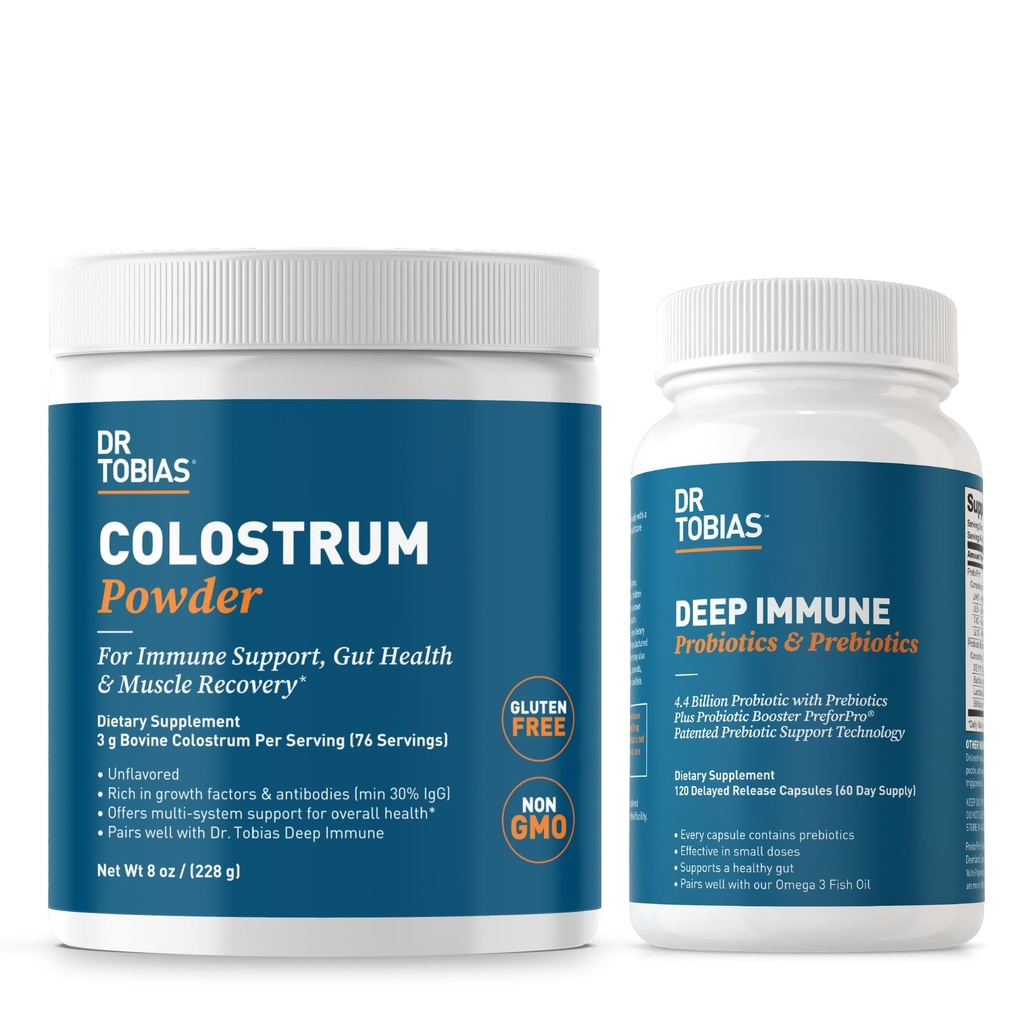 Dr. Tobias Deep Immune Probiotics & Prebiotics and Colostrum Powder - Podpira prebavno zdravje, zdravje in imunske funkcije