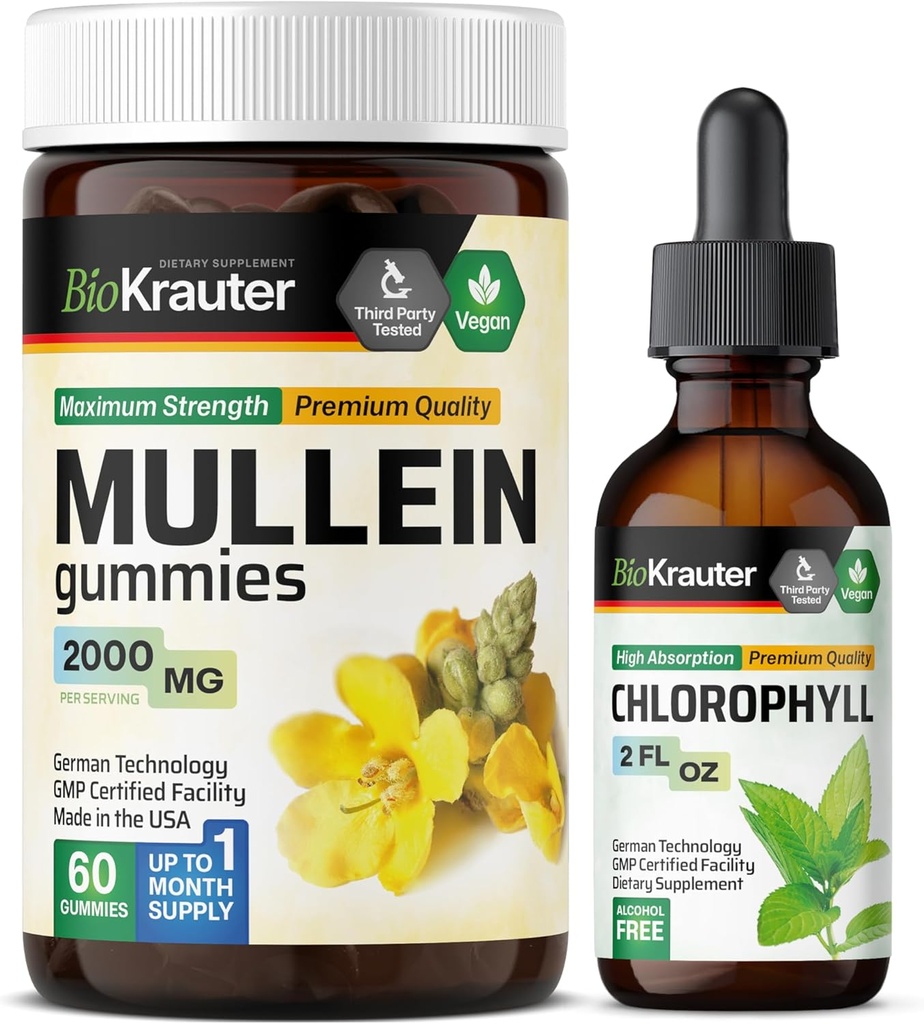 BIO KRAUTER Mullein 60 Gumies & klorofil Tinktura 2 Fl. Oz.