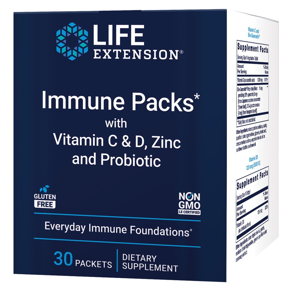 Life Extension - Imunska pakiranja z vitaminom C & D, cink in probiotik (30 pakiranj)