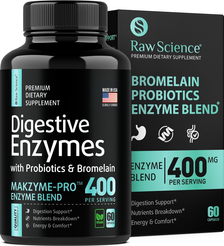 Prebavne encime s probiotiki za ženske in moške Prebavno zdravje - Napenjanje Relief, Gut Health Supplements: Bromelain, Papaya Enzyme, Acidophilus Probiotic, Lactase Enzymes za prebavo - 60 Tablete