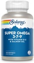 SOLARAY Super Omega 3 7 9 Podpira zdravo kožo, več EPA, DHA, Esencialne maščobne kisline iz ribjega olja Mini Softgel, 120ct