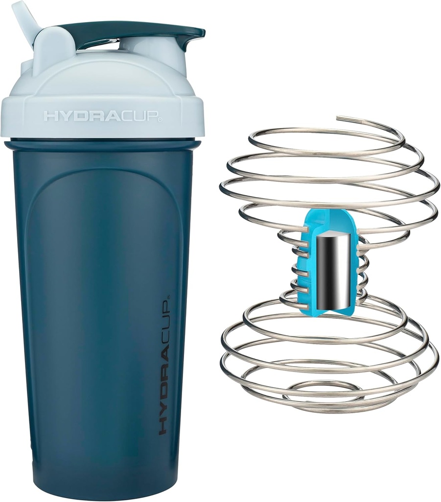 HydraCup Power Shaker w/Weighted Whisk, 28oz - hitrejša mešanje, manj tresenje zahteva, Clump-free protein Shakes, Shaker Cup (polipropilen, modra)