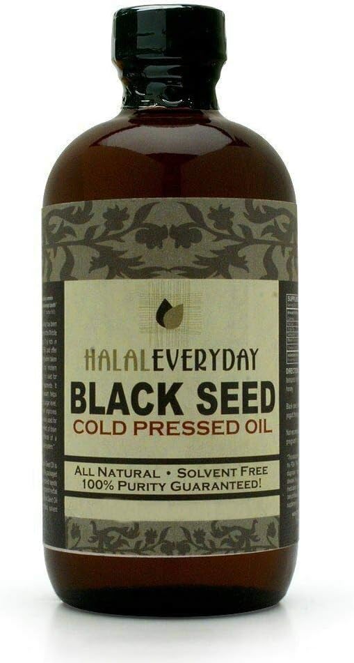 8 Oz Black Seme Oil, 100% Pure Black Cumin Seme Oil Hladno stiskano v ZDA (Črno Seme, uvoženo iz Indije in Egipta) Ladje v živilsko razred plastične jantarne steklenice - NN GSO - Vegan