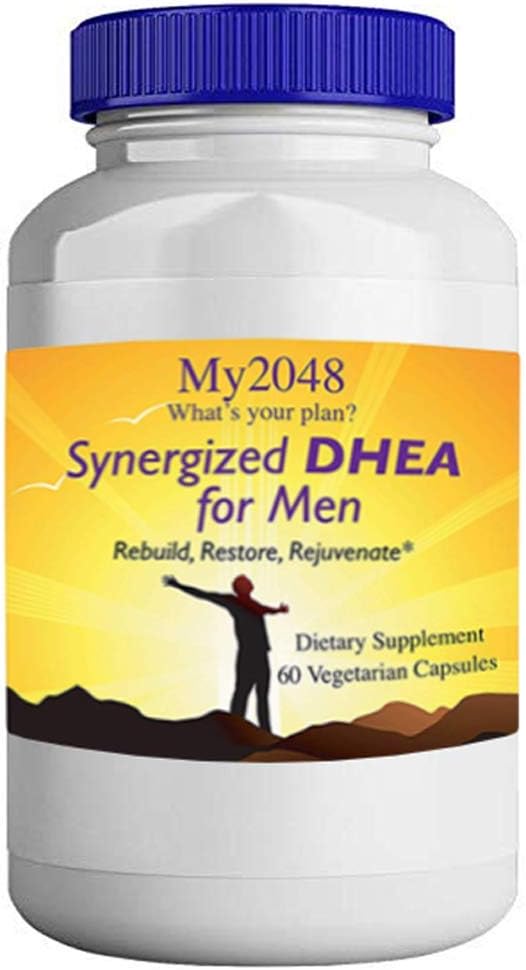 DHEA za moške - My2048 Sinergizirana z vegetarijanskimi kapsulami, 60-miligramsko, hormonsko ravnovesje, vključuje 25-miligramsko DHEA, 50-milipojsko kislino in 50-miligramsko DIM diindolilmetan