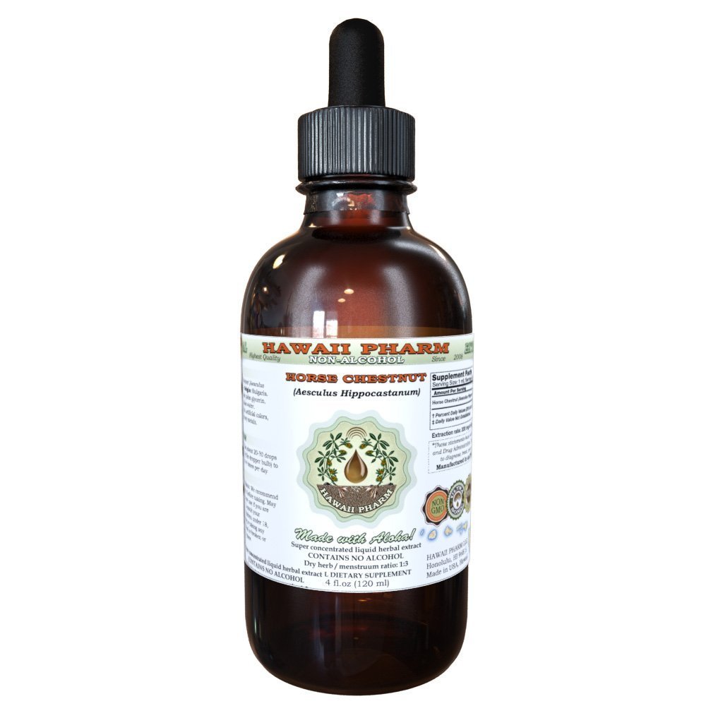 Konjski kostanj brez alkohola tekoči ekstrakt, organski konj kostanj (Aesculus hippocastanum) posušeni Nut Glycerite Havaji Pharm naravni zeliščni dodatek 4 oz