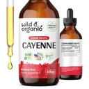 Wild & Organic Cayenne Pepper Tinkture - Prebavna podpora s Capsaicin Extract - Cayenne Pepper tekoče kapljice za splošno dobro počutje - Vegan, sladkor in alkohol brez - 4 fl oz