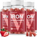 Iron Gumies dopolnila za otroke in ženske - multivitaminski z železom za zdravo kri, odličen okus vitaminov Gummy z vitaminom C za Max Absorpcija - Jagoda (3 pakiranja)