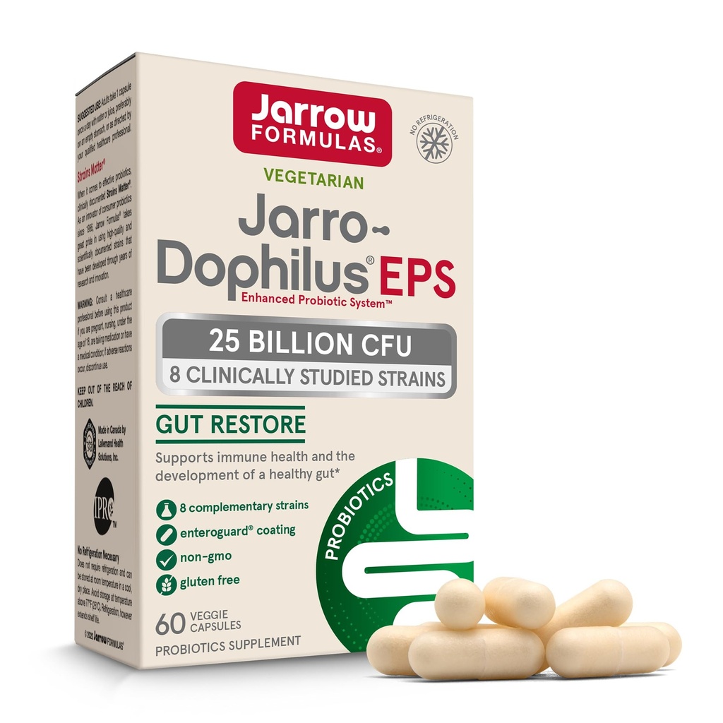 Jarrow Formulas Jarro-Dophilus EPS Višja jakost - 25 milijard organskih snovi na strežbo - 60 Veggie Caps - Multi-Strain Probiotic - Črevesno in Imunsko zdravje - 60 Služabnikov