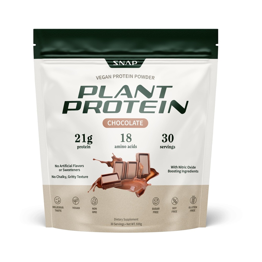 Snap dodatki Ekološka rastlina Vegan Protein Powder Ducat Oxide Booping Protein Powder, BCAA Aminokislina za mišično rast, zmogljivost in regeneracijo - 30 Servisi (Chocolate)