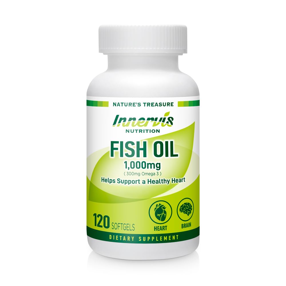 Ribje olje 1000mg – srce, Brain & Eye podpora z Omega-3 EPA & DHA, 120 Softgels, Non-GMO 