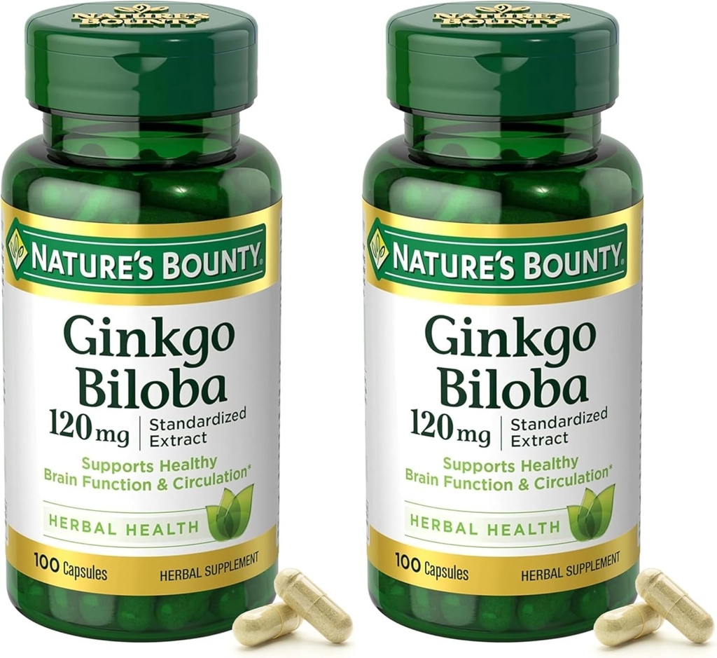 Narava Bounty Ginkgo Biloba standardizirani ekstrakt 120 mg, zeliščne steklenice, kapsula, 100 Število, pakiranje po 2