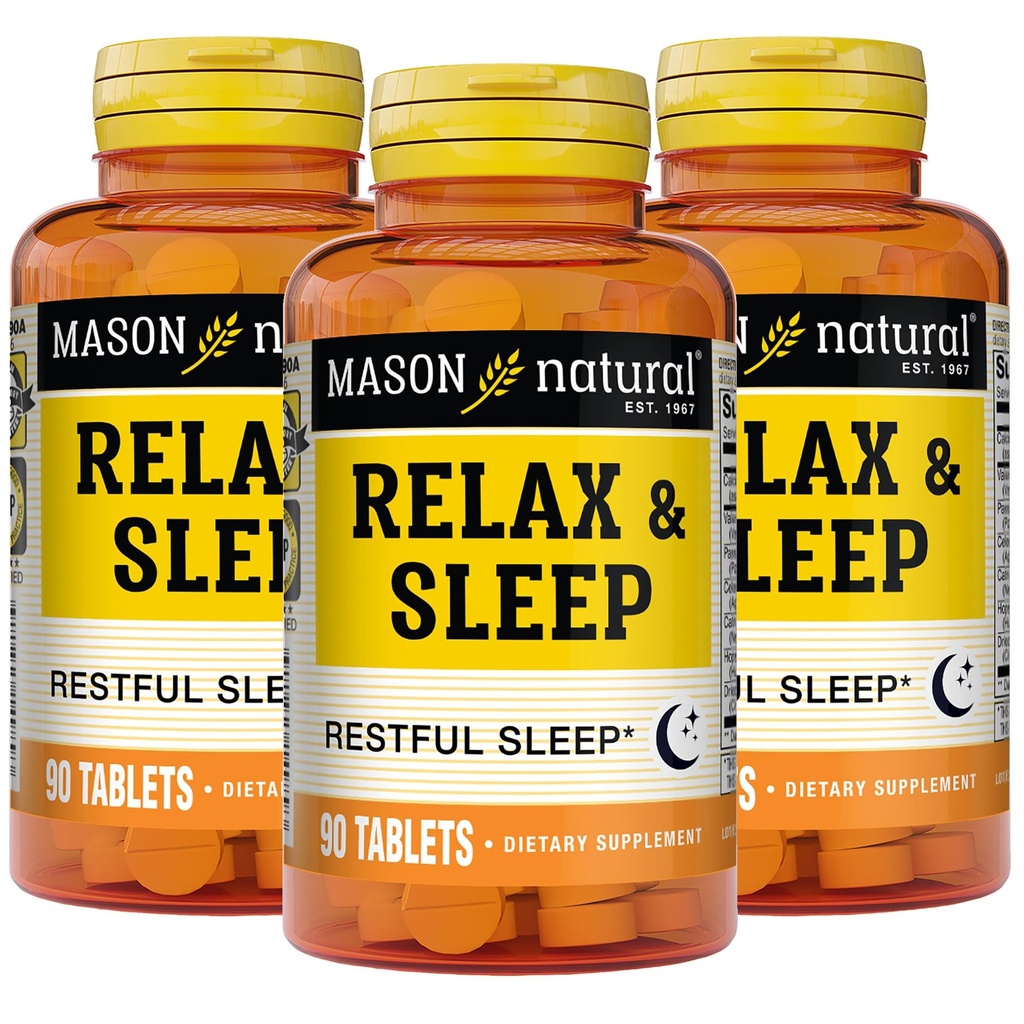 MASON NARAVNA sprostitev in spanje dietna zelišča dodatek z Valerian Root & Passiflora ekstrakt, 9 Mesec oskrbe, 3 pakiranje
