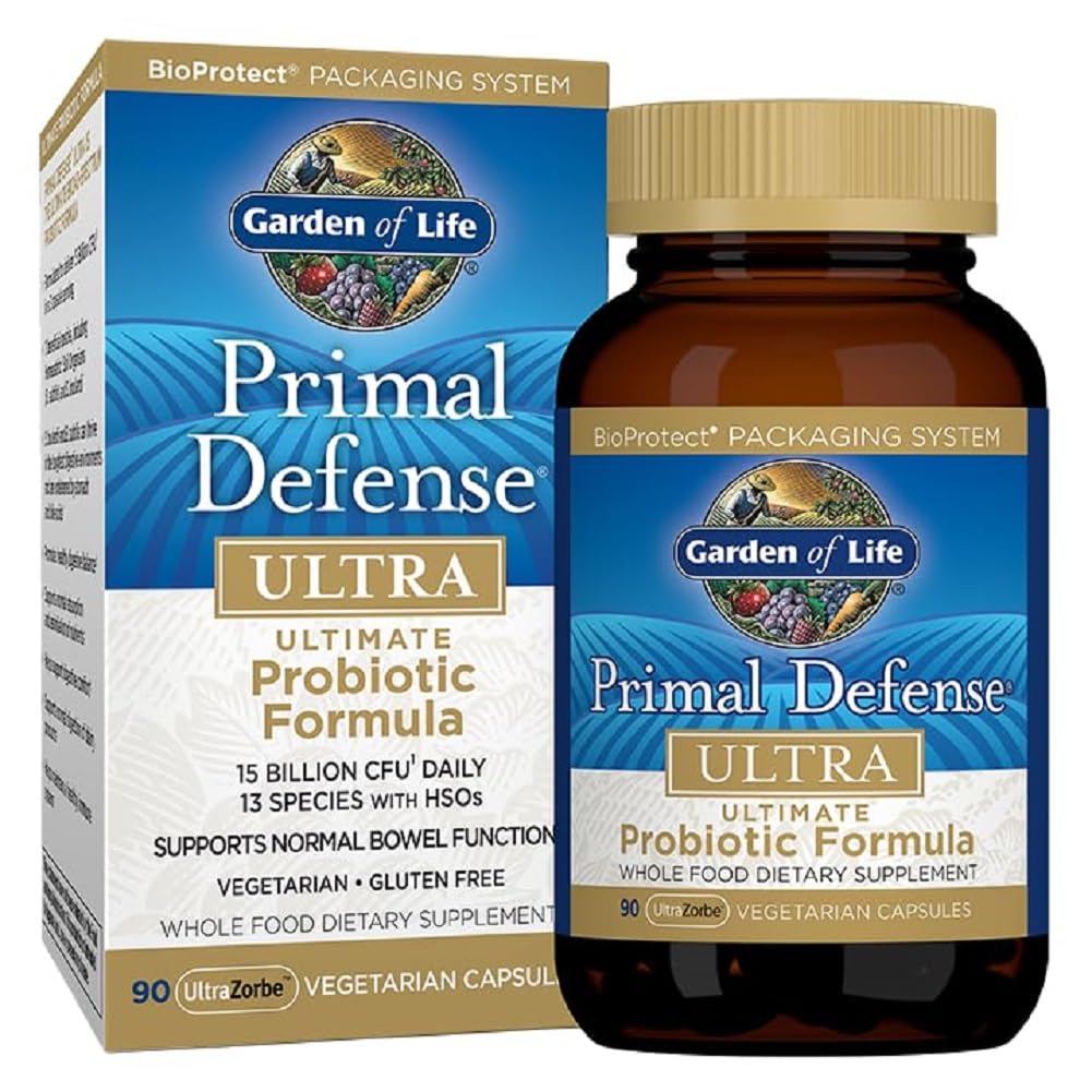 Vrt življenja Probiotiki za digestivno zdravje ravnovesje, Primal Defense Ultra Ultra Ultimate Formula, 15 milijard CFU in 13 sevi Plus HSO, vegetarijansko in gluten brezplačno, 90 kapsul
