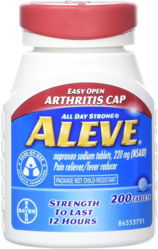 Aleve tablete z enostavnim odprtim pokrovčkom artritisa, natrijevim Naproxenom, 220 mg (NSAID) bolečina Reliever/zmanjševalec toplote, 200 število (Pack of 2)