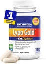 Enzymedica Lypo Gold, visoka moč lipaze Prebavne encime za prebavo maščob, podpira občasno napihnjenost in prebavnega zdravja, Keto- Friendly, Vegan, 120 kapsul FFP