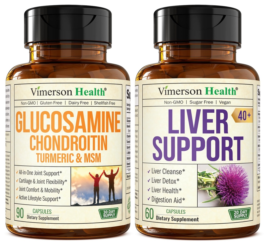 Glukozamin Chondroitin MSM s kurkuma Boswellia & čiščenje jeter Detox in popravila 40+ Jetra dodatek s 50% Silymarin mleko Thistle ekstrakt za skupno in podporo jeter