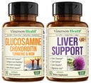 Glukozamin Chondroitin MSM s kurkuma Boswellia & čiščenje jeter Detox in popravila 40+ Jetra dodatek s 50% Silymarin mleko Thistle ekstrakt za skupno in podporo jeter