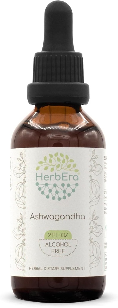 HerberEra Ashwagandha B60 Alkohol-free Herbal Extract Tinkture, super koncentrirana (Shui Qie, indijski ginseng, Withania Somnifera) 2 fl