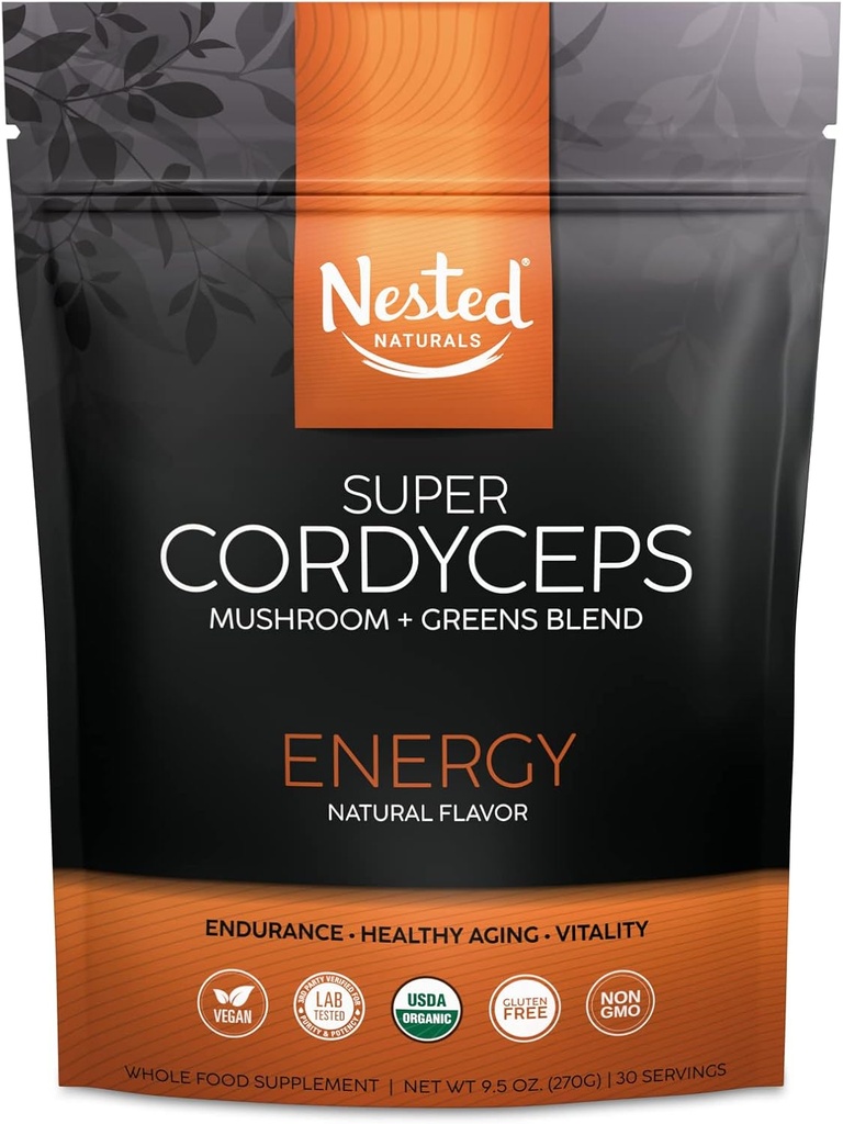 Super Zeleni Daily Greens Superfood Powder - Certified USDA Organic Green Powder w/20+ Cela živila, Spirulina Powder, Pšenica & Ječmen Trava - Probiotiki, Fiber & Enzymes - Cordyceps, 30 Servings
